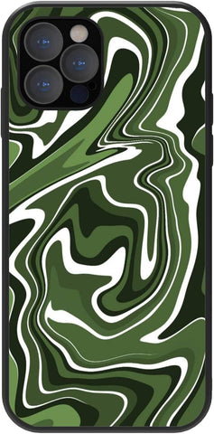 IPhone Designer Cases Stylish and Cool Multi Color Pattern Swirls - Black/White/Green Swirls