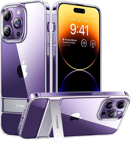 IPhone 14 Pro Case Designed by Torras MoonClimber, Metal Kickstand Protective Case - Clear