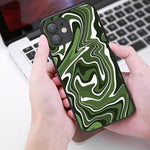 IPhone Designer Cases Stylish and Cool Multi Color Pattern Swirls - Black/White/Green Swirls