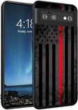 Google Pixel 6 Pro Case, Red Line American Flag Ultra Thin