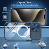 IPhone 15 Pro Max Case - Clear MagSafe Magnetic with Slide Camera Lens Cover - Blue