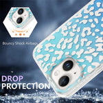 IPhone 14 Plus Case Designed by MZELQ - Laser Bling Leopard Print Blue Phone Case W/ Screen Protector