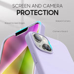 IPhone 14 Plus Designed by Uyiton [5 in 1 Case, 2 Pack Screen Protector + 2 Pack Camera Lens Protector, Liquid Silicone Shockproof Drop Protection 6.7 Inch, Light Purple