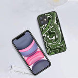 IPhone Designer Cases Stylish and Cool Multi Color Pattern Swirls - Black/White/Green Swirls