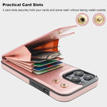 IPhone 14 Pro Max RFID Wallet With Card Holder Case by Folosu - Rose Gold