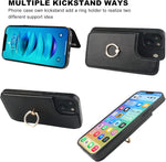 IPhone 14 Plus Case Designed by Onetop - Black Wallet Case with Kickstand Rotation Ring RFID Blocking