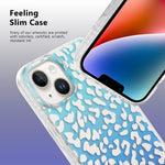 IPhone 14 Plus Case Designed by MZELQ - Laser Bling Leopard Print Blue Phone Case W/ Screen Protector