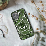 IPhone Designer Cases Stylish and Cool Multi Color Pattern Swirls - Black/White/Green Swirls