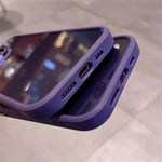 IPhone 14 Pro Max Case Designed by ZIYE Clear Purple Protective Case W/ Bling Glitter Camera Lens