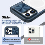 IPhone 15 Pro Max Case - Clear MagSafe Magnetic with Slide Camera Lens Cover - Blue