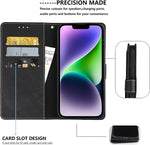 IPhone 14 Plus Case Designed by Kedoo - Wallet Case with RFID Blocking Card Holder & Kickstand - Black