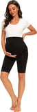 MAZUSPORTS Women's Maternity Yoga Shorts Over The Belly Active Comfy Biker Workout Running Athletic Shorts - Small Black
