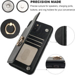 IPhone 14 Plus Case Designed by Onetop - Black Wallet Case with Kickstand Rotation Ring RFID Blocking