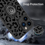 IPhone 14 Pro Max Case by Bonoma Black Leopard/Cheetah Heavy Duty, Magnetic Ring Stand