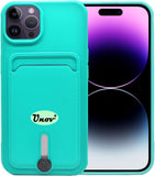 IPhone 14 Pro Max Case by Unov - Silicone Card Holder - Light Green