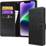 IPhone 14 Plus Case Designed by Kedoo - Wallet Case with RFID Blocking Card Holder & Kickstand - Black