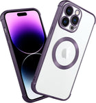 IPhone 14 Pro Case Designed by OOK Clear Magnetic Protective Case - Clear/Purple