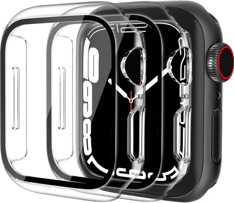 Apple Watch Series 8 & 7 45mm with Tempered Glass Screen Protector, Full Coverage, Touch Sensitive, Ultra-Thin HD Bumper Protective Cover - Clear