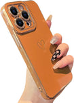 IPhone Cases Designed by Skyseaco Luxury Plating Heart Case - Brown / Rose Gold