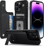 IPhone 14 Pro Max Case Design by ZTotopCases - Wallet Case with Card Holder, PU Leather Kickstand Card Slots Case, Double Magnetic Clasp and Durable Shockproof Cover Black