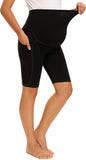MAZUSPORTS Women's Maternity Yoga Shorts Over The Belly Active Comfy Biker Workout Running Athletic Shorts - Small Black