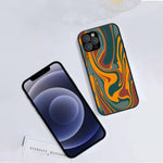 IPhone Cases by Designer Stylish and Cool Multi Color Pattern Swirls - Burgandy/Orange/Grey Swirls