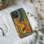 IPhone Cases by Designer Stylish and Cool Multi Color Pattern Swirls - Burgandy/Orange/Grey Swirls