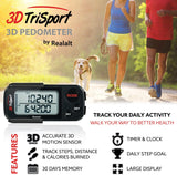 3DTriSport Walking 3D Pedometer with Clip and Strap