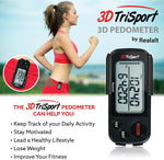 3DTriSport Walking 3D Pedometer with Clip and Strap